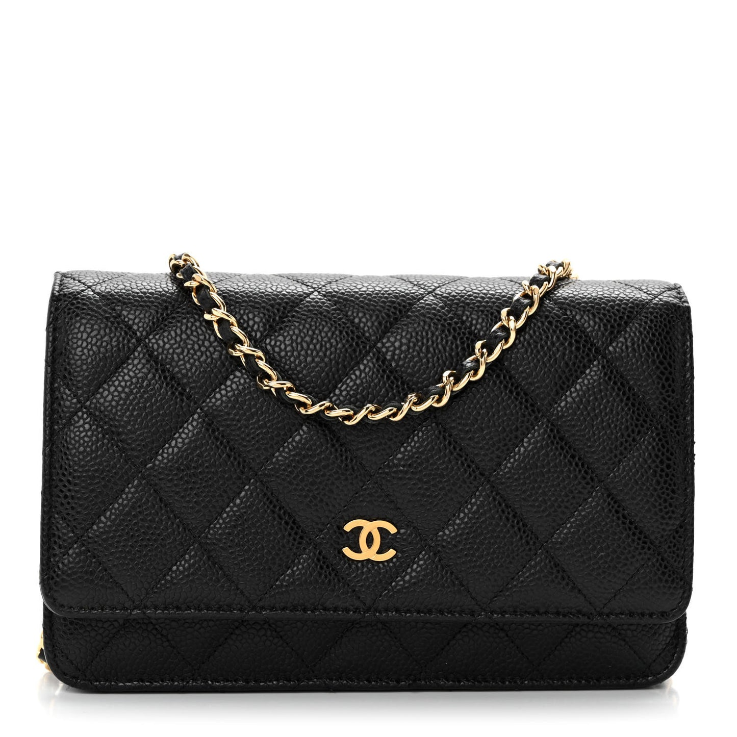 Caviar Quilted Wallet on Chain WOC Black