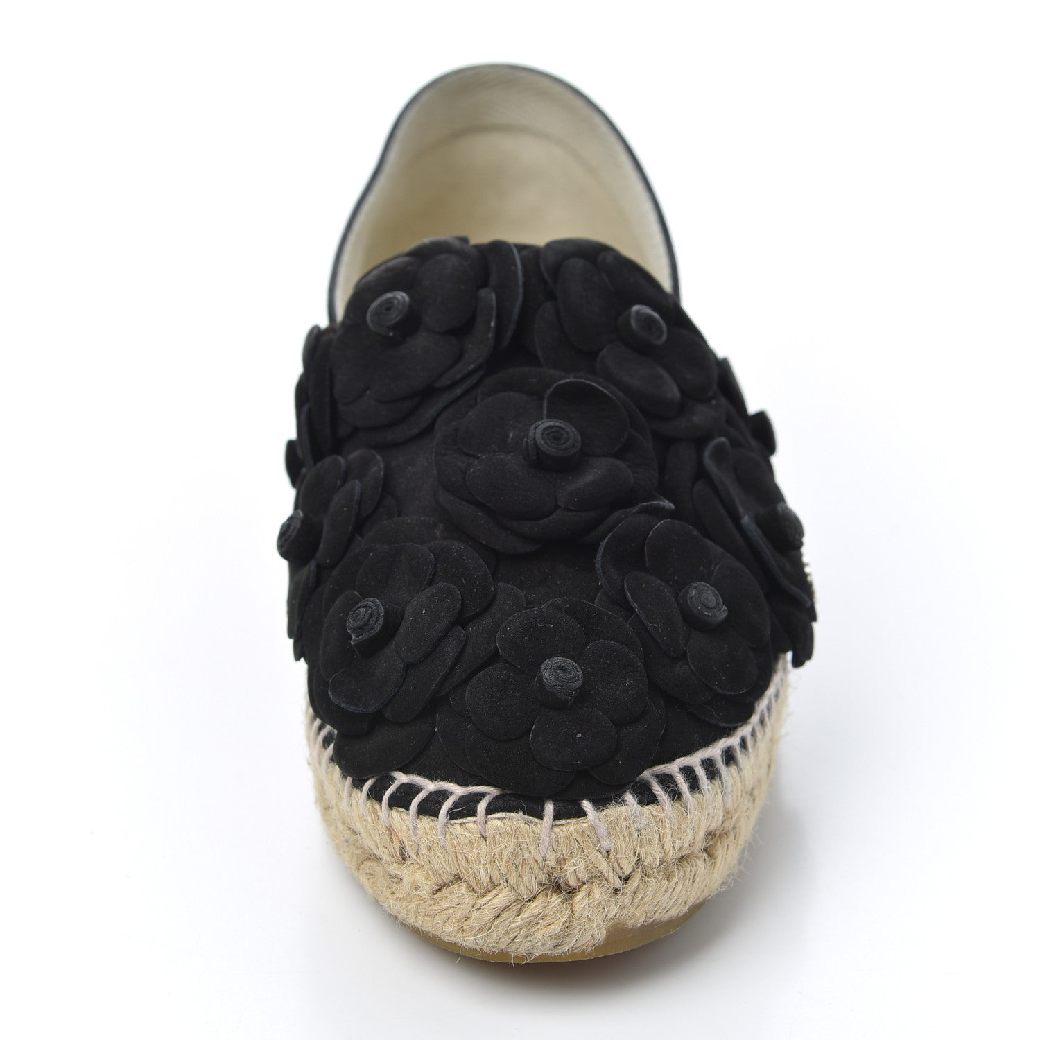 Chanel Suede Camellia CC Espadrilles 37 Black 25 of 26
