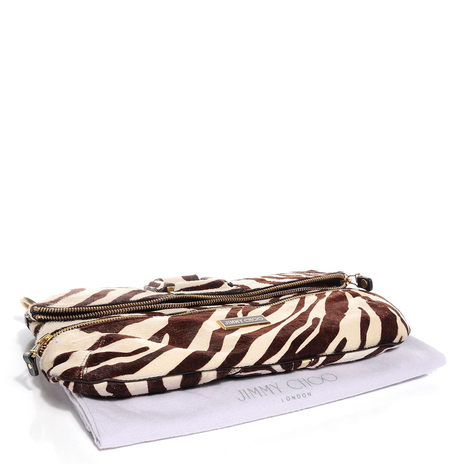 Jimmy Choo Zebra Print Pony Hair Marin Clutch Wristlet 94415