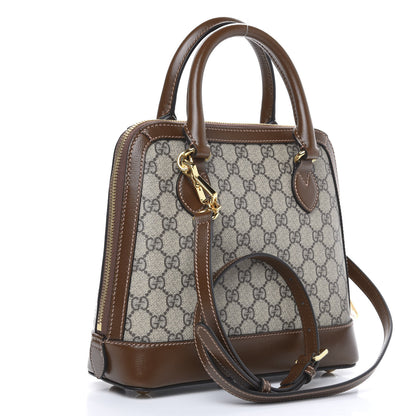 Gucci GG Supreme Monogram Azalea Calfskin Small Horsebit 1955 Top Handle Bag Beige Ebony Brown Sugar 4 of 11