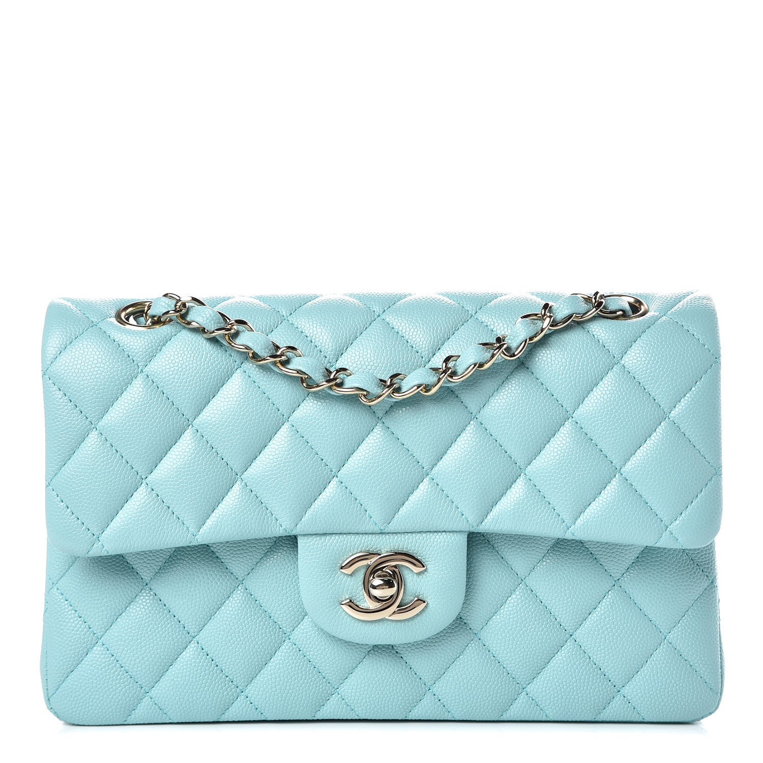 Chanel Caviar Quilted Small Double Flap Light Blue 1 of 10