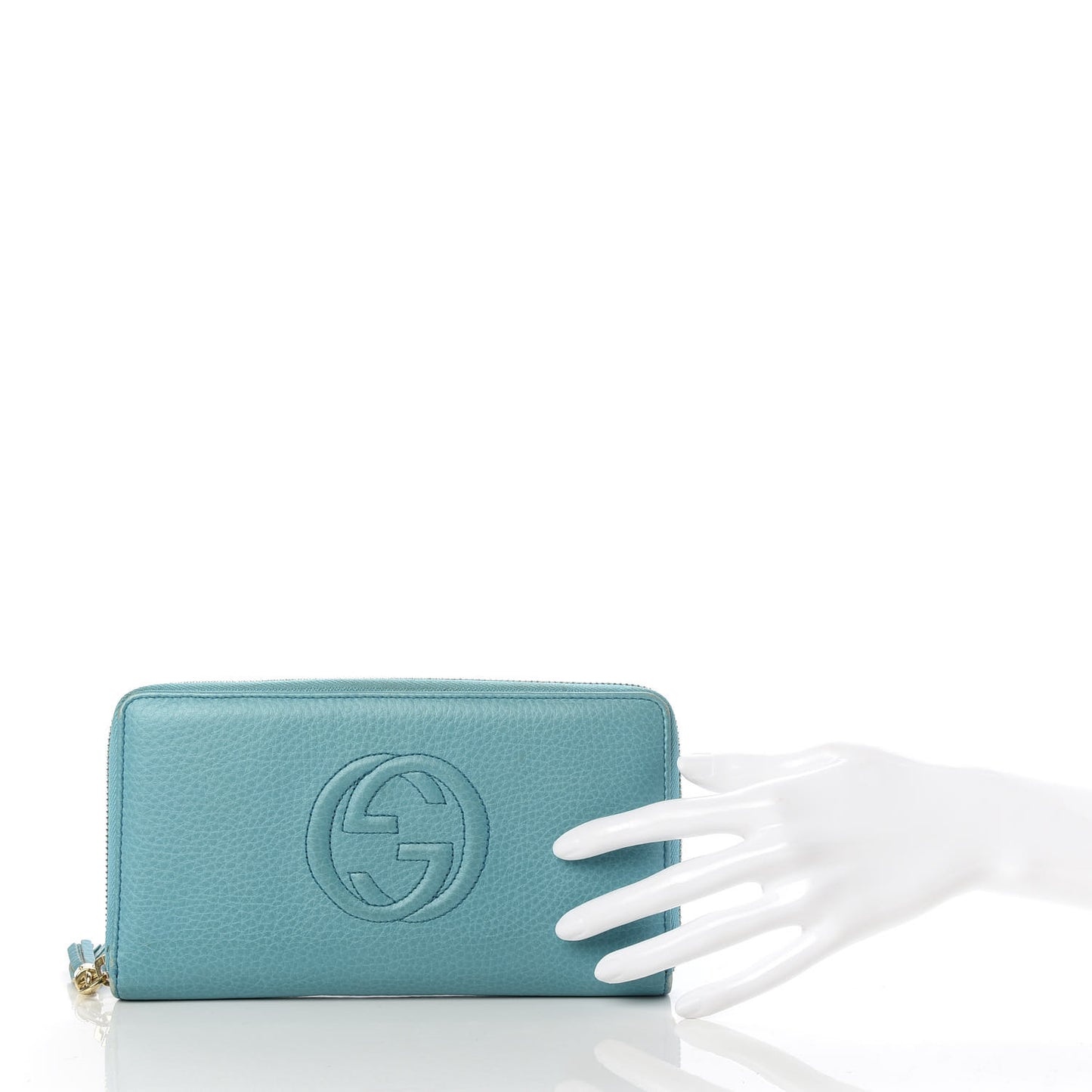 Pebbled Calfskin Soho Zip Around Wallet Deep Cobalt