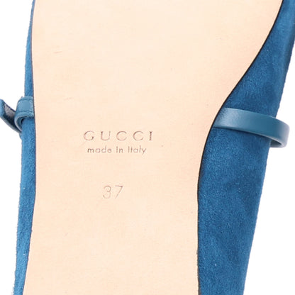 Gucci Kid Scamosciato Nappa Camargue Horsebit Ballet Flats 37 Deep Acqua 8 of 9
