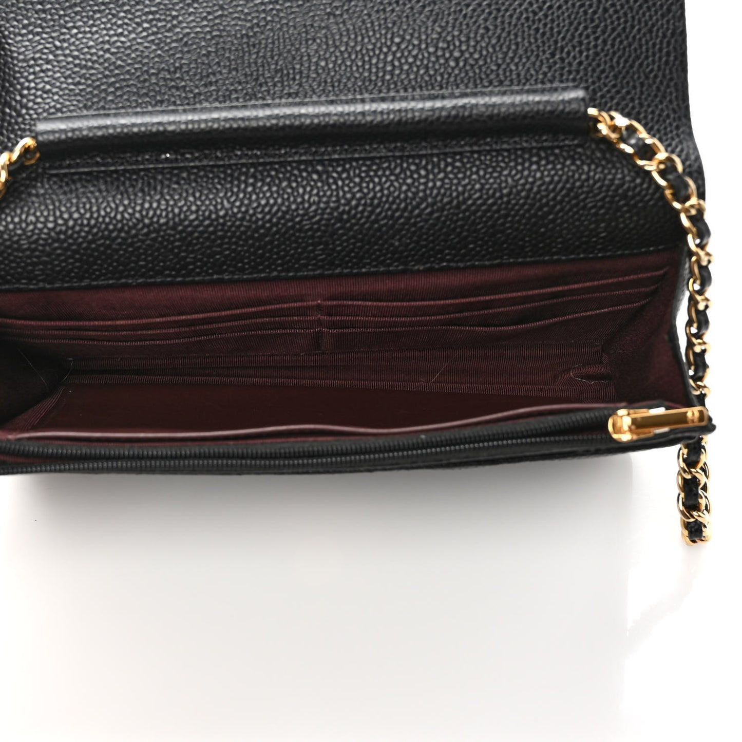 Caviar Quilted Wallet on Chain WOC Black