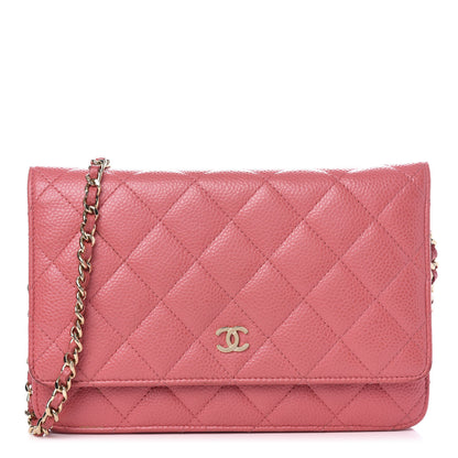 Chanel Caviar Quilted Wallet on Chain WOC Pink 1 of 9