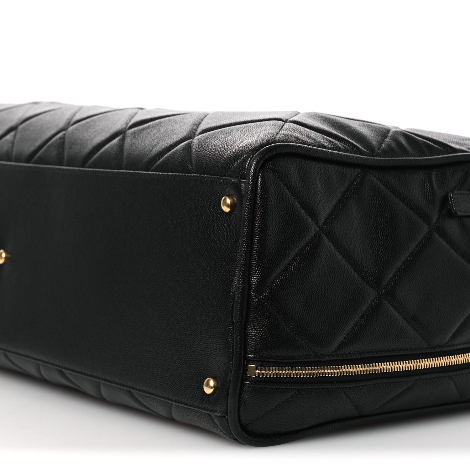 Chanel Shiny Grained Calfskin Quilted Large Travel Bowling Bag Black 9 of 11