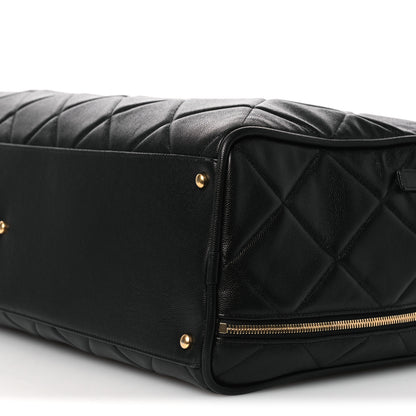 Chanel Shiny Grained Calfskin Quilted Large Travel Bowling Bag Black 9 of 11