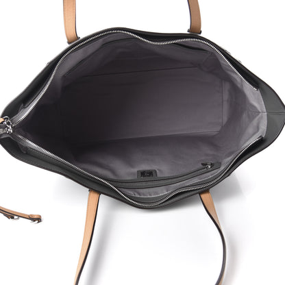 MCM Calfskin Ottomar Monogram Medium Klara Top Zip Tote Charcoal 5 of 9