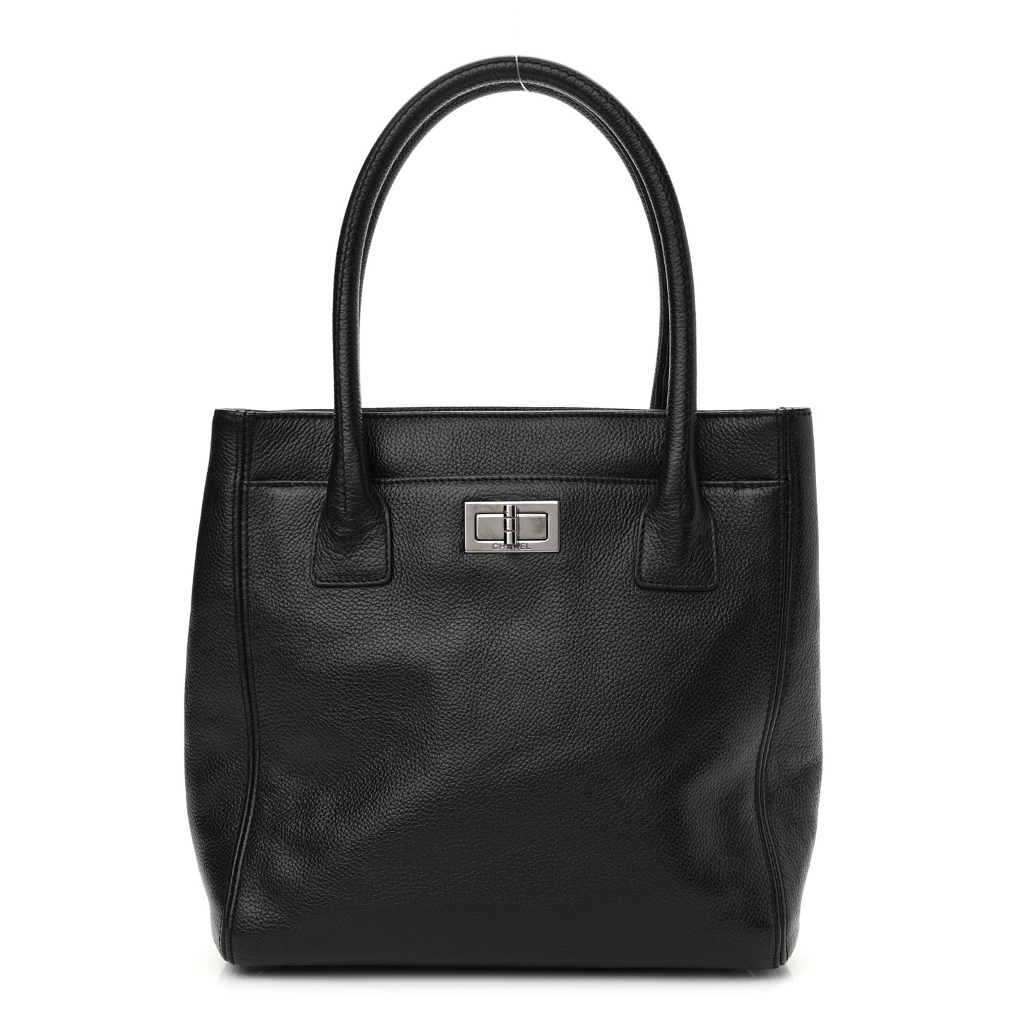 Calfskin Mademoiselle Lock Small Cerf Shopper Tote Black