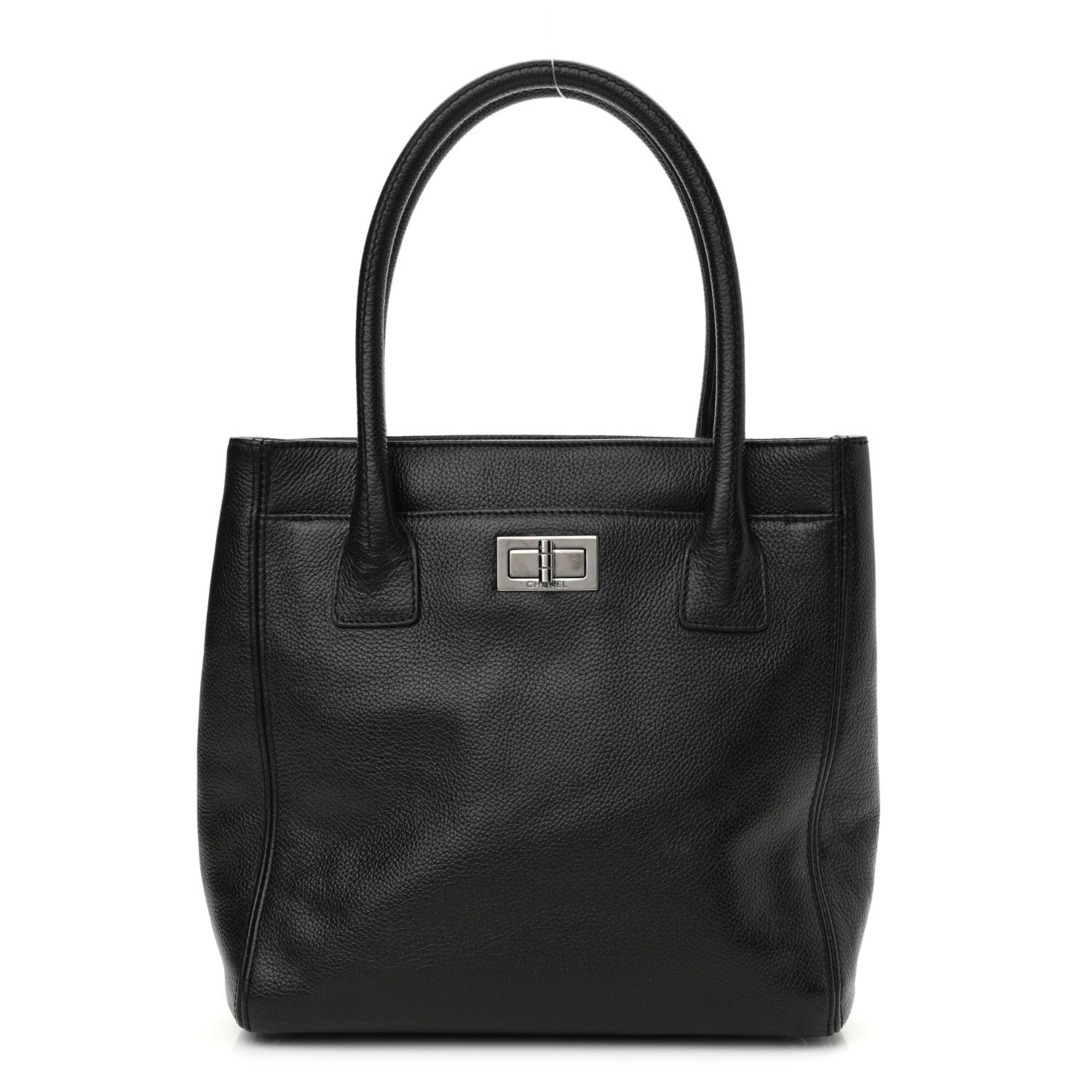Chanel Calfskin Mademoiselle Lock Small Cerf Shopper Tote Black 1 of 9