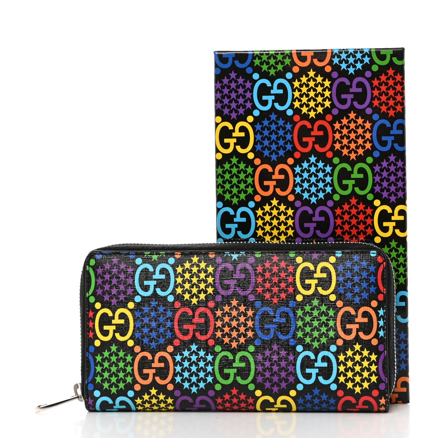 GG Supreme Monogram Psychedelic Zip Around Wallet Black Multicolor