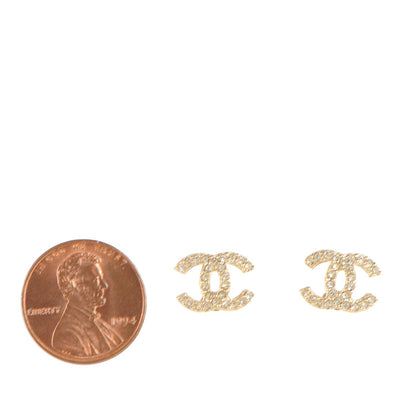 Chanel Crystal Timeless CC Earrings Gold 2 of 5