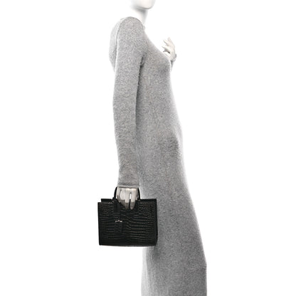 Saint Laurent Calfskin Crocodile Embossed Nano Sac De Jour Black 2 of 11