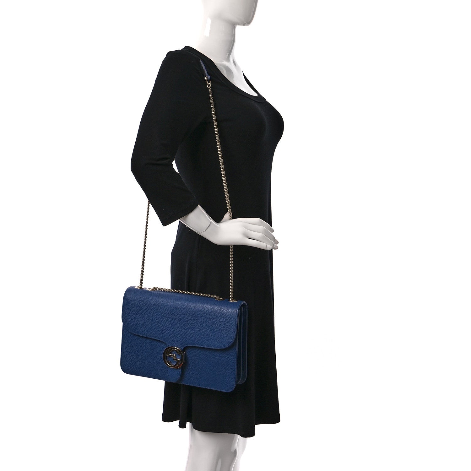 Gucci Dollar Calfskin Interlocking G Shoulder Bag Caspian 2 of 11