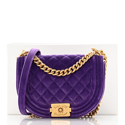 Chanel Velvet Quilted Small Boy Messenger Bag Purple 11 of 11