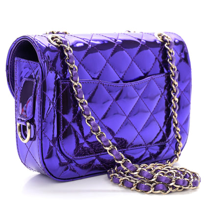 Chanel Mirror Calfskin Metallic Calfskin Quilted Hollywood Boulevard Mini Flap With Star Coin Purse Purple 4 of 12