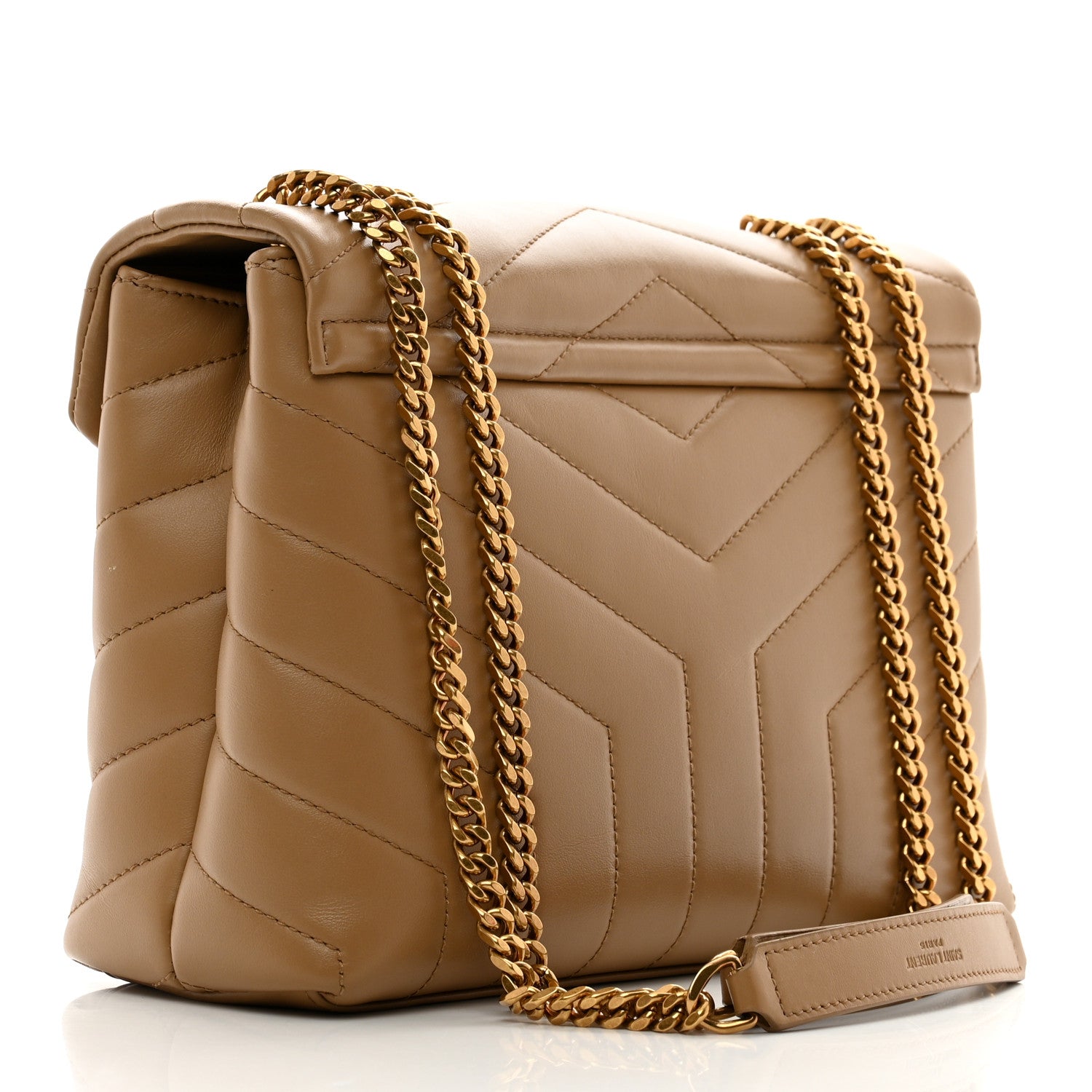 Saint Laurent Calfskin Y Quilted Monogram Small Loulou Chain Satchel Dark Natural 3 of 11