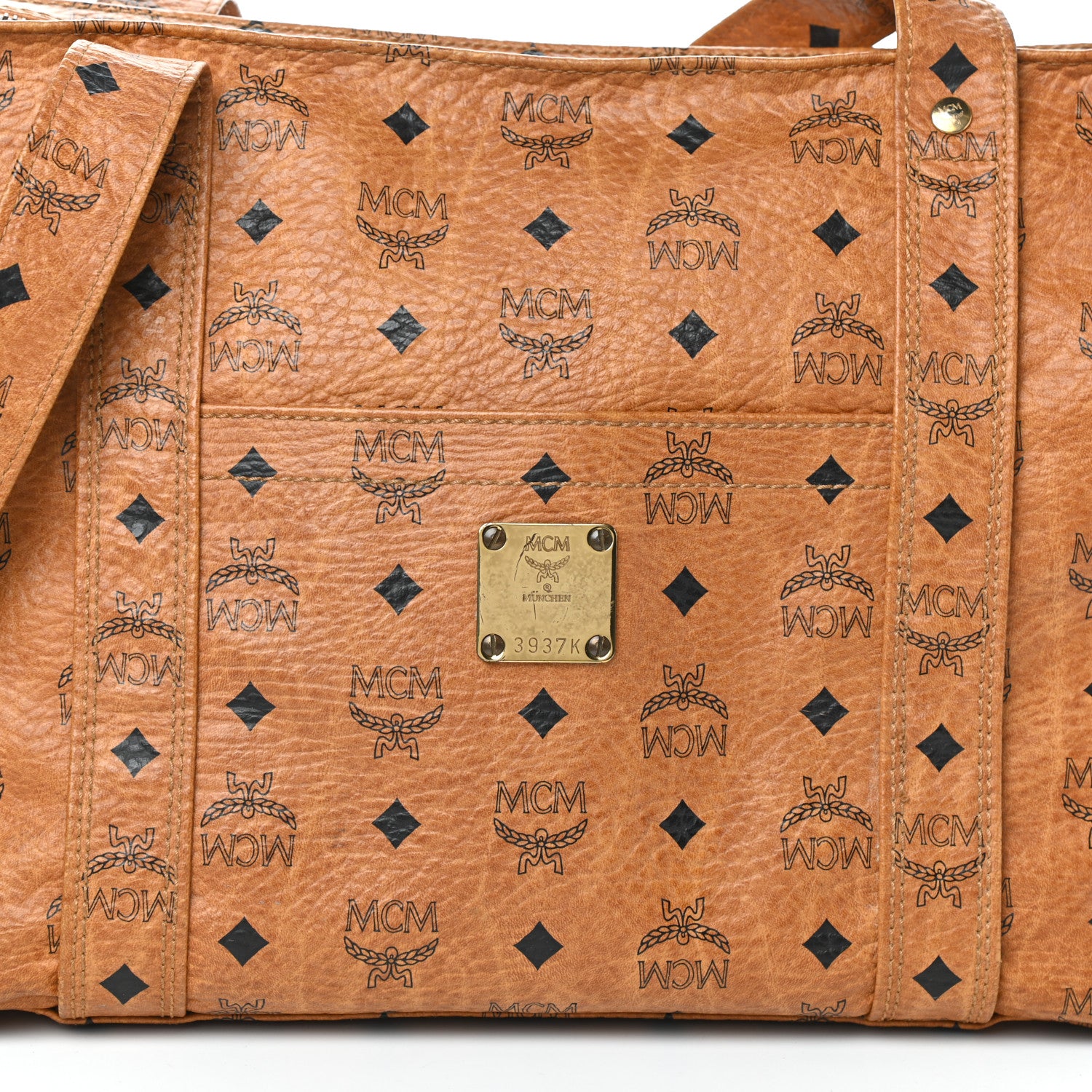 MCM Visetos Shopper Tote Cognac 7 of 9