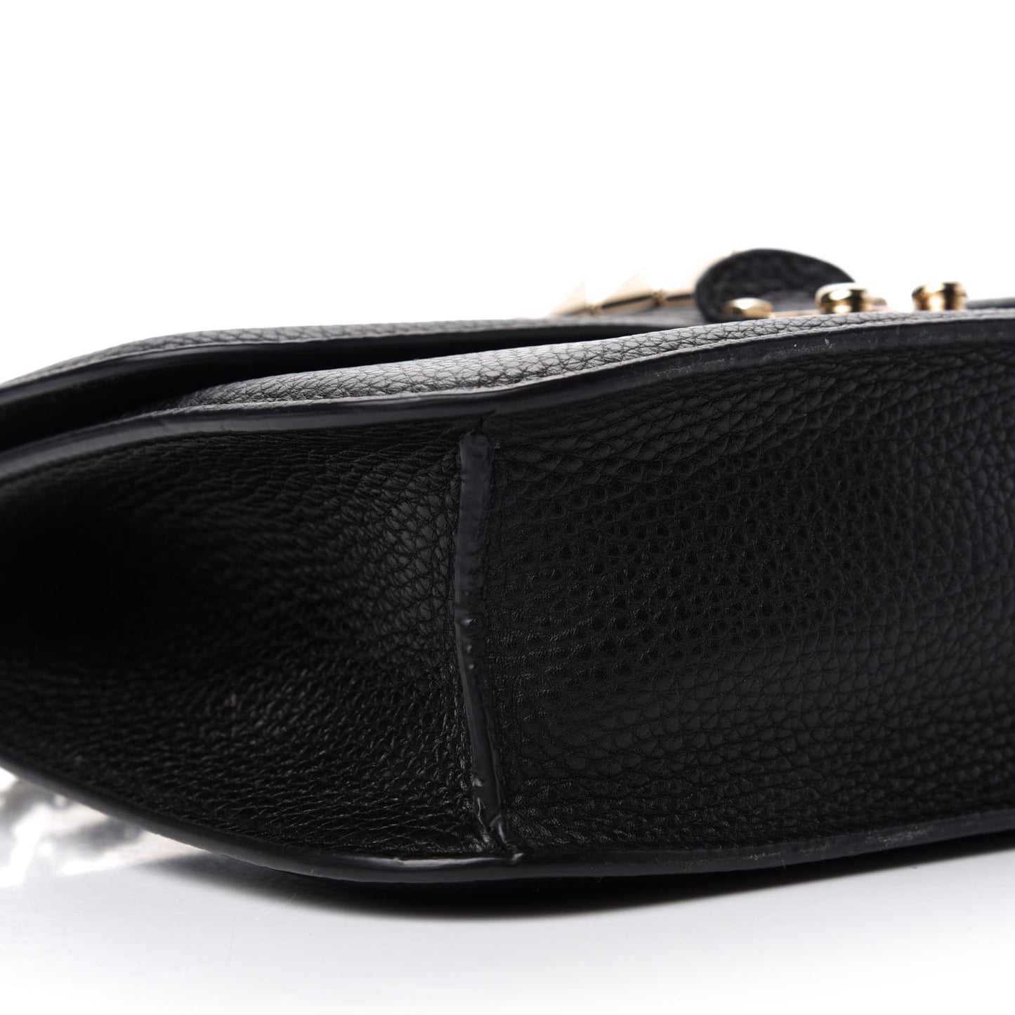 Pebbled Calfskin Medium Glam Lock Rockstud Flap Black