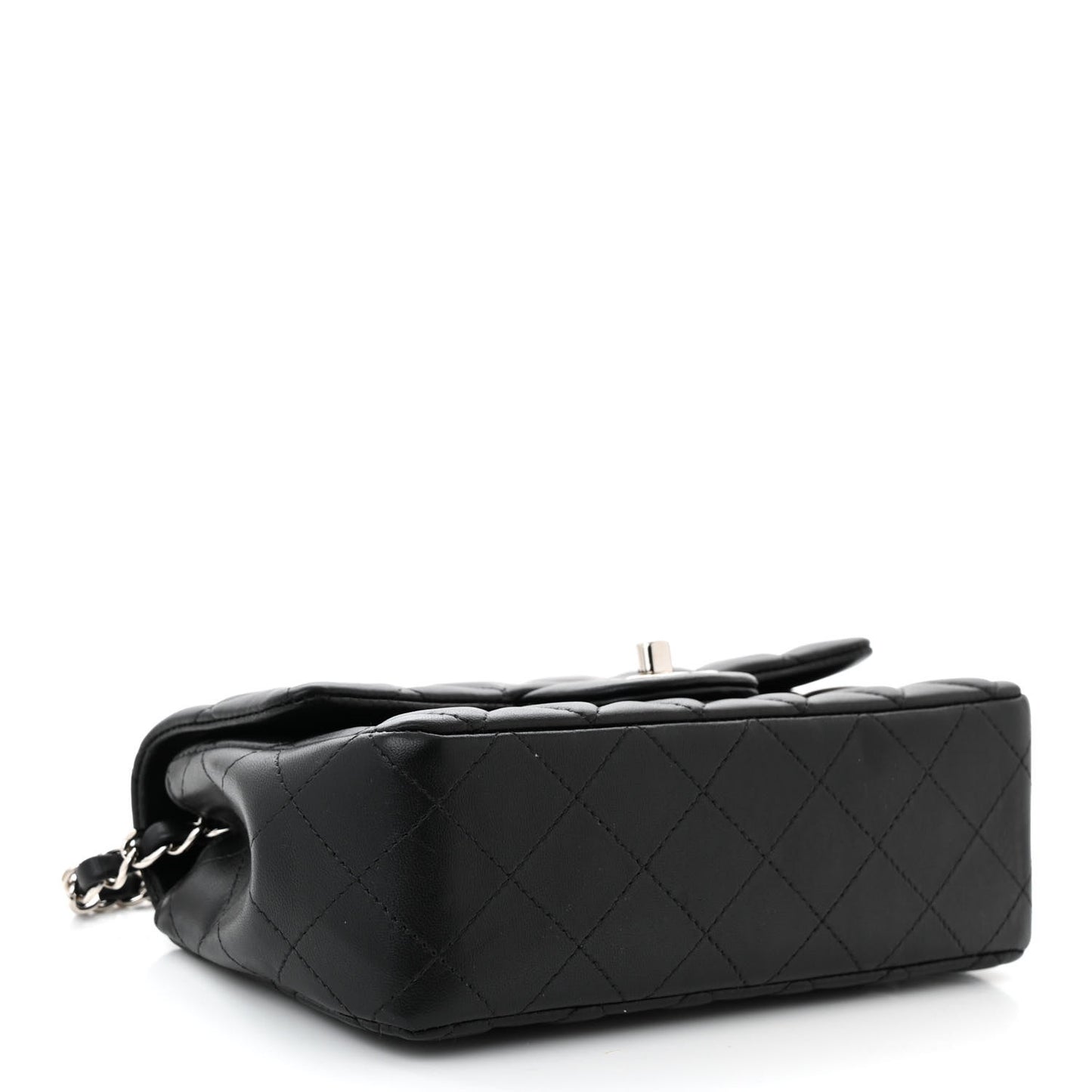 Lambskin Quilted Mini Rectangular Flap Black