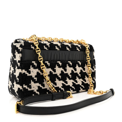 Christian Dior Technical Canvas Macro Houndstooth Medium Caro Bag Black White 3 of 11
