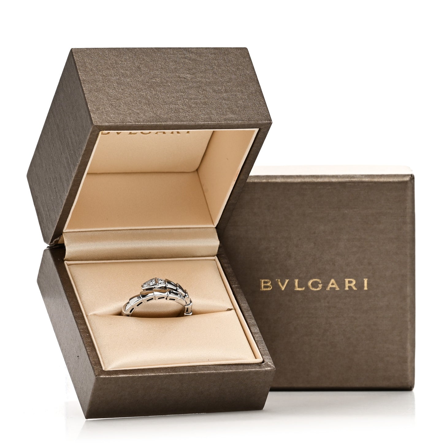 18K White Gold Diamond Serpenti Viper Single Spiral Ring 57 8 - 59 8.75