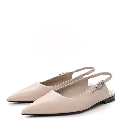 Hermes Nappa Lovely Slingback Flats 38.5 Beige Galet 4 of 10