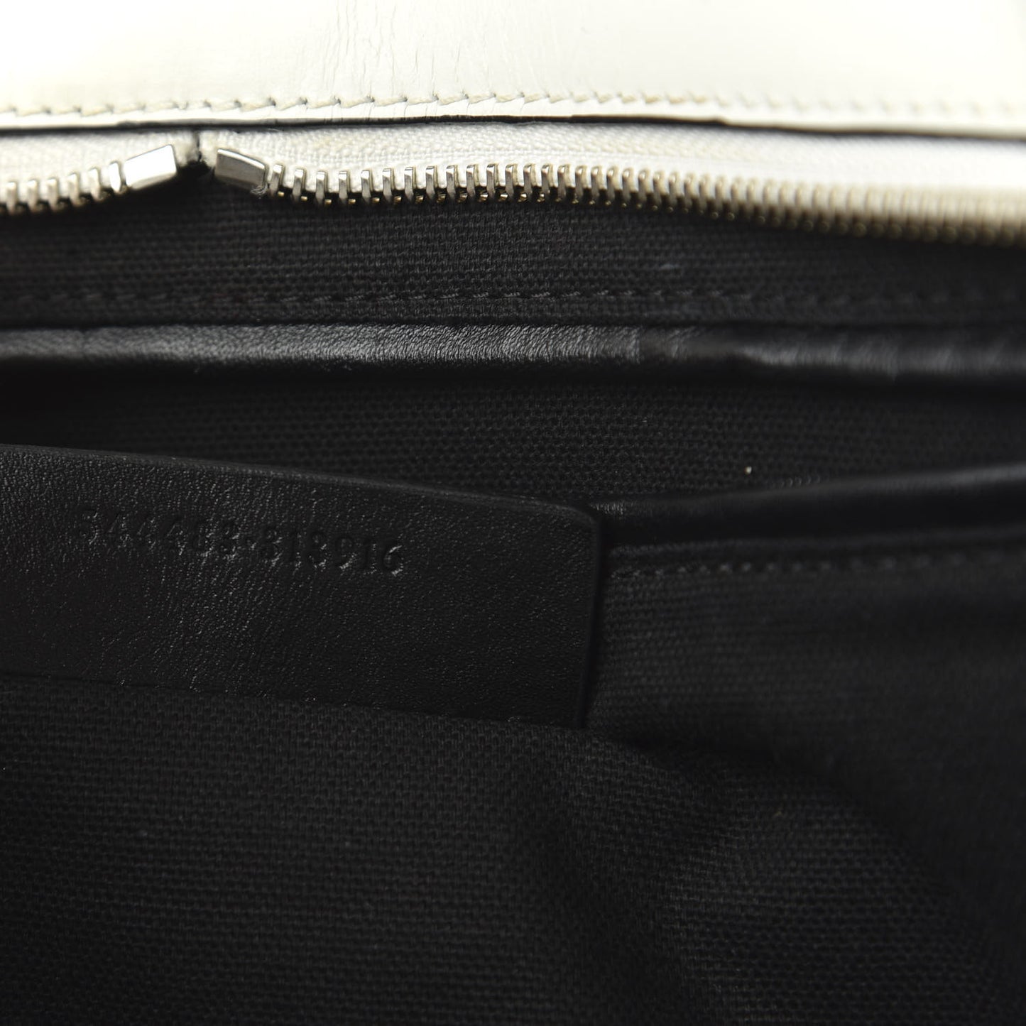 Calfskin Large Studded Padlock Zip Around Tote Black White