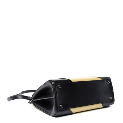 Gucci Smooth Calfskin Diagonal Striped Small Zumi Top Handle Bag Black Beige 4 of 10