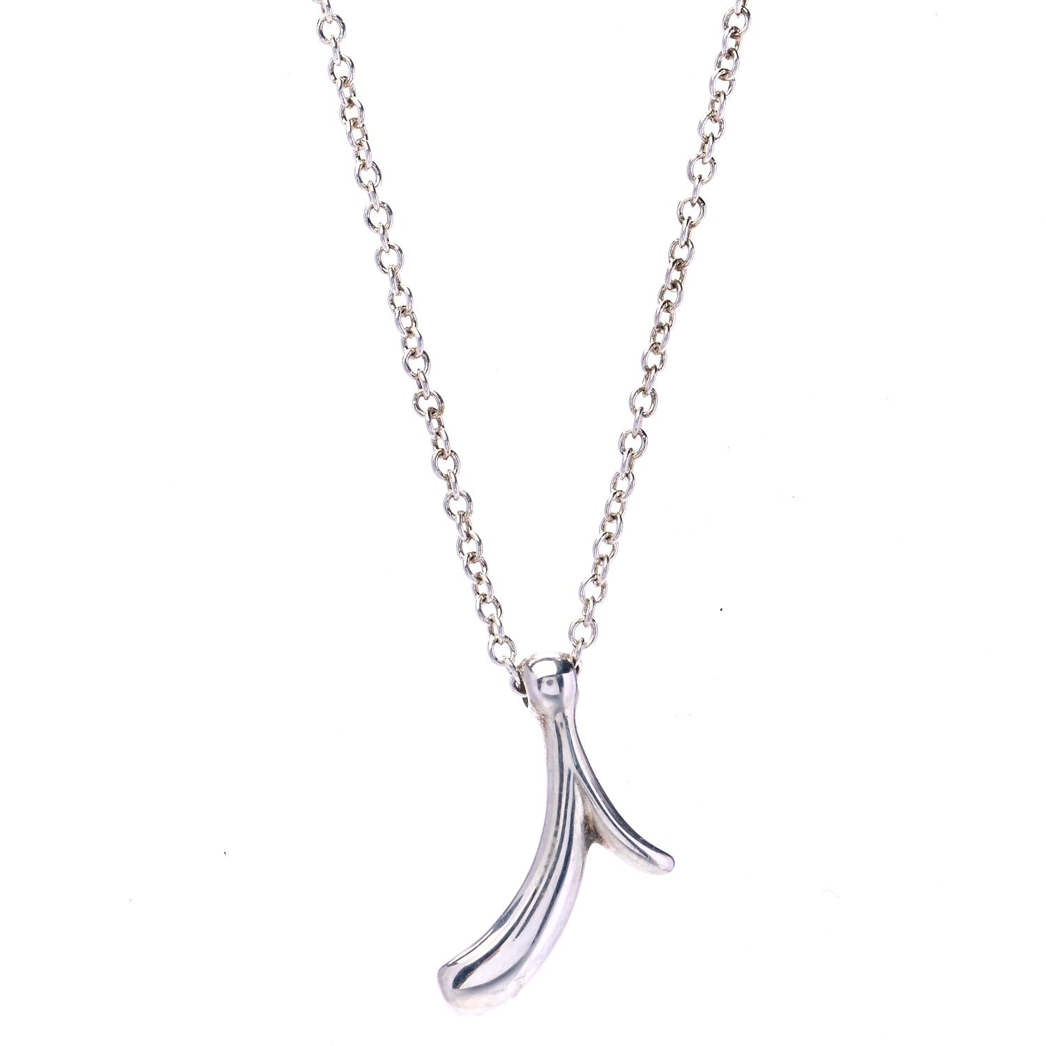 Tiffany Sterling Silver Elsa Peretti Letter I Pendant Necklace 1 of 6