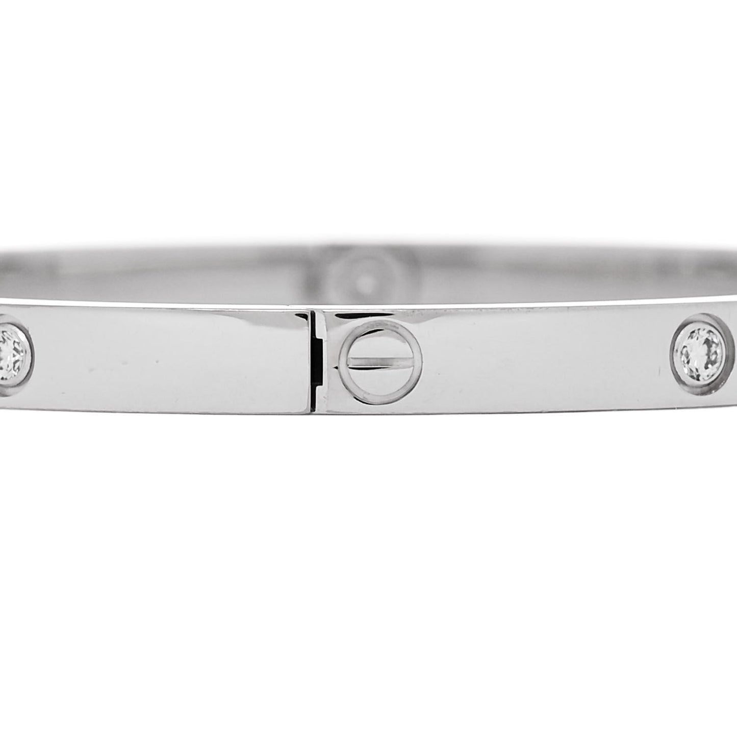 18K White Gold 6 Diamond Small LOVE Bracelet 15