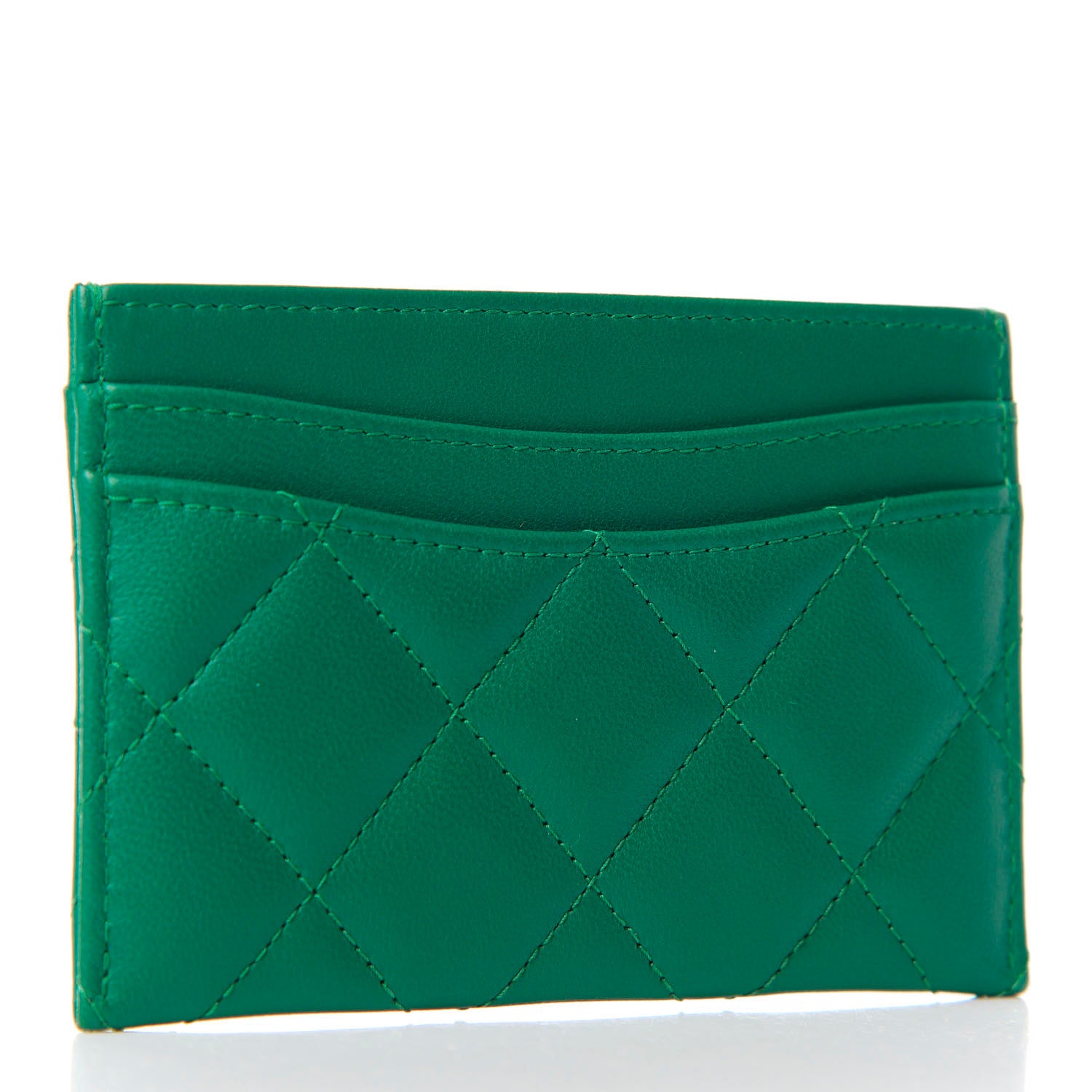 Chanel Lambskin Quilted Card Holder Green 3 of 9