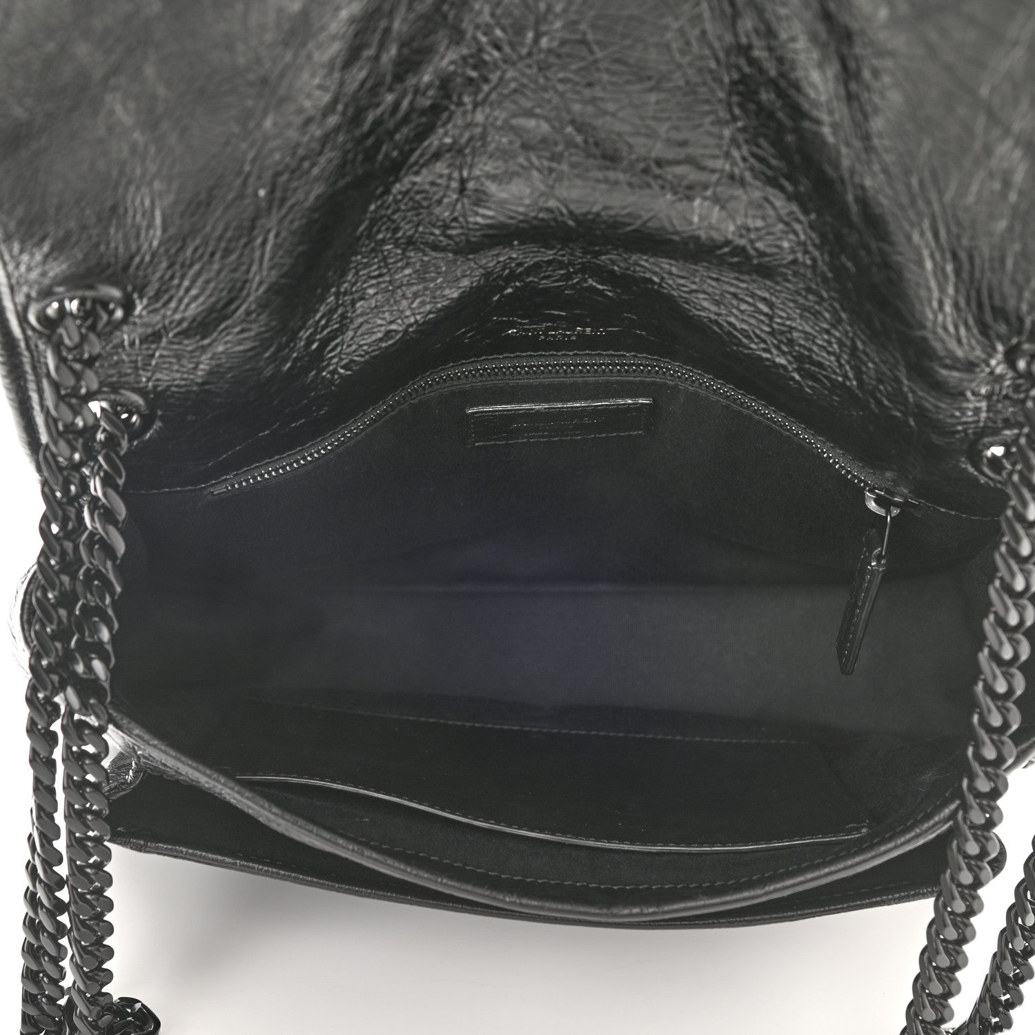 Saint Laurent Crinkled Calfskin Matelasse Monogram Medium Niki Chain Satchel Black 5 of 9