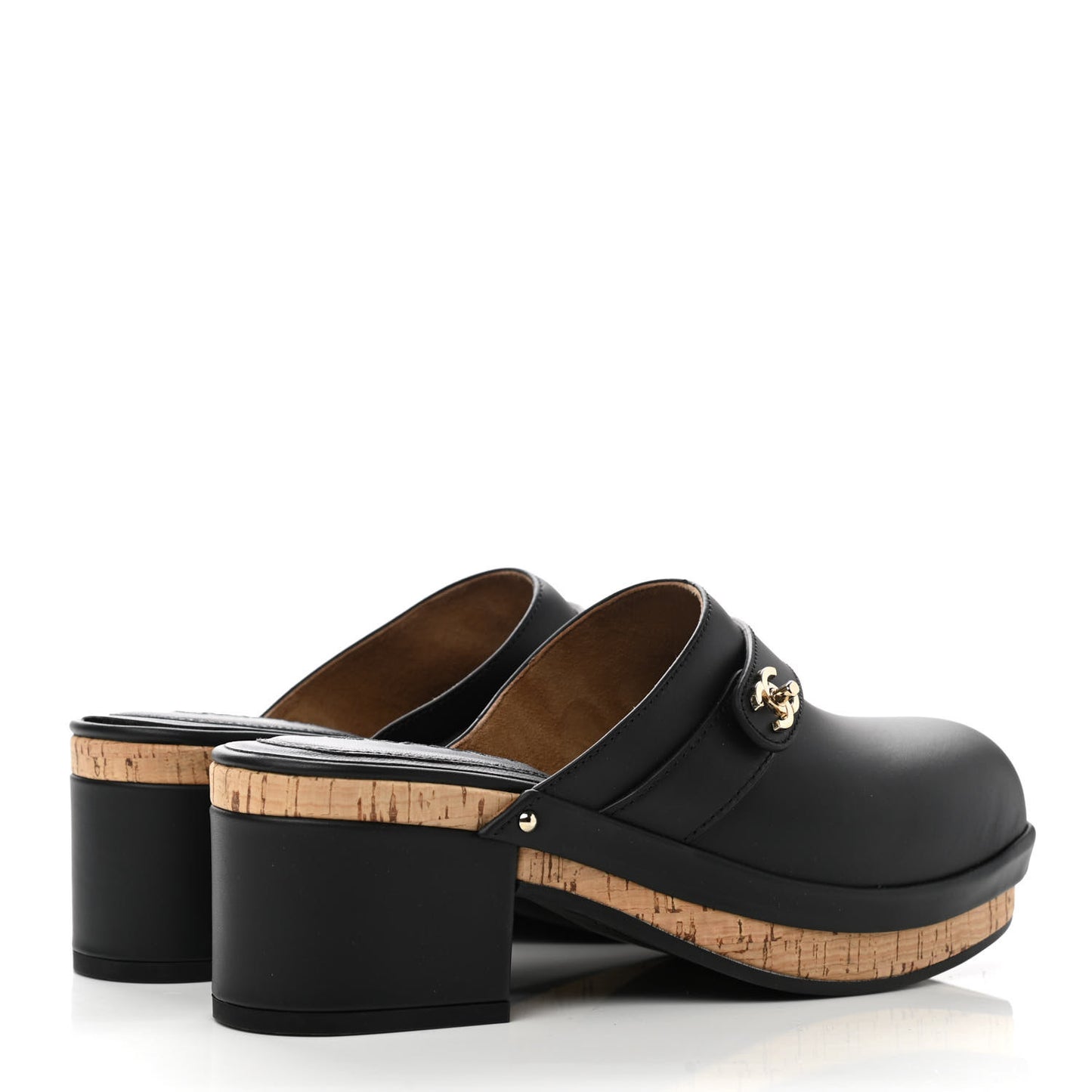 Calfskin CC Turn Lock Clogs 37 Black
