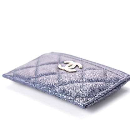 Chanel Iridescent Caviar Quilted Card Holder Dark Blue 5 of 9