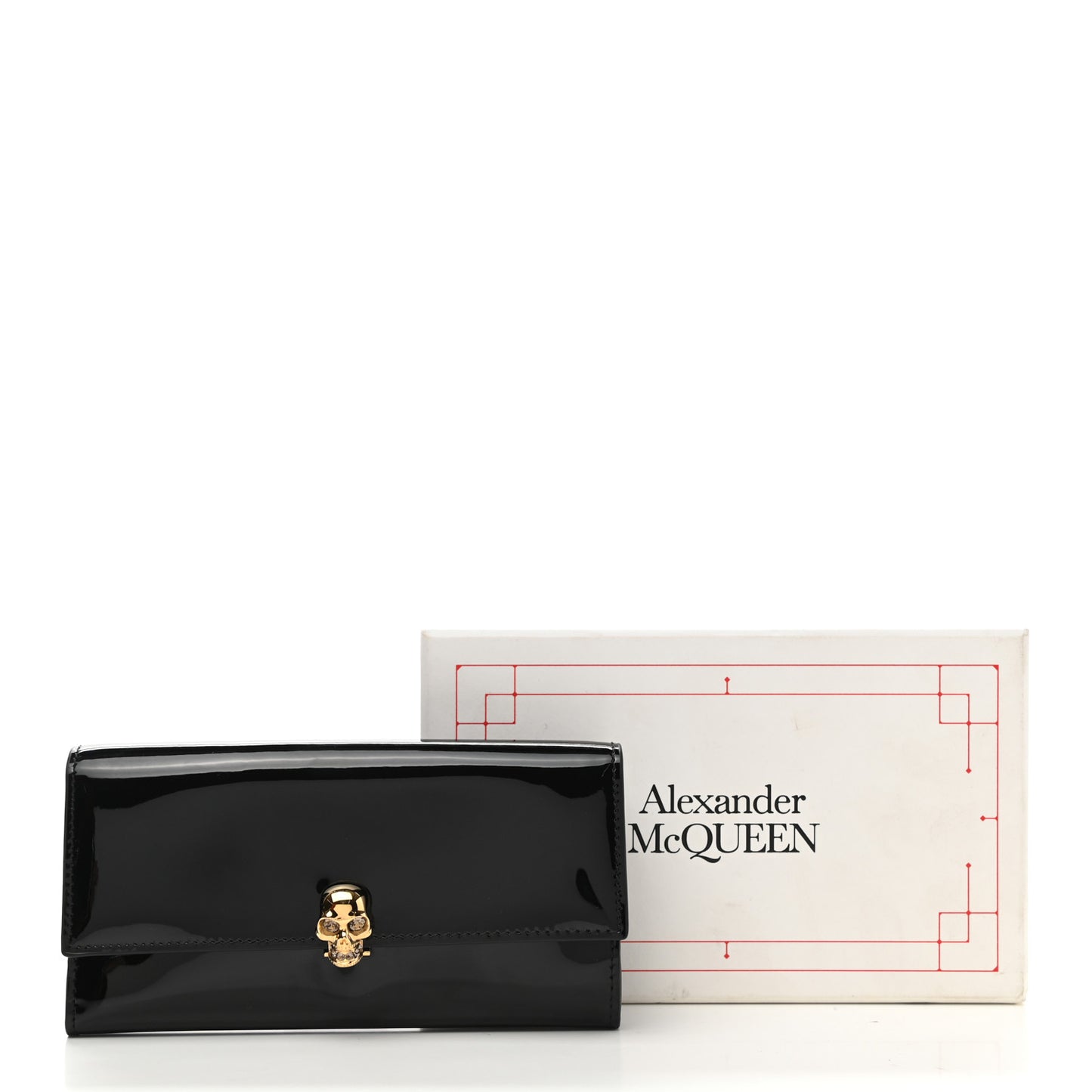 Patent Skull Continental Wallet Black