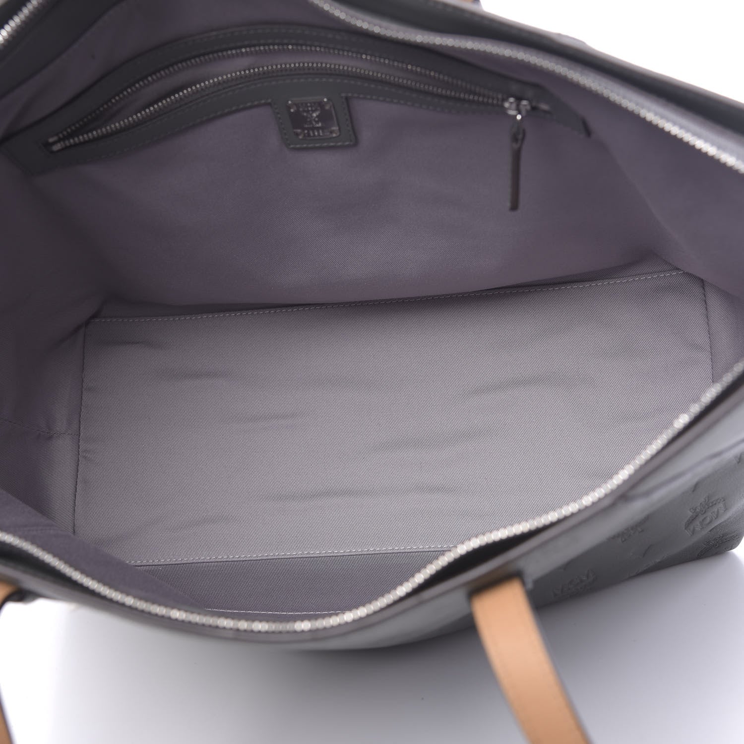 MCM Calfskin Ottomar Monogram Medium Klara Shopper Tote Charcoal 5 of 11