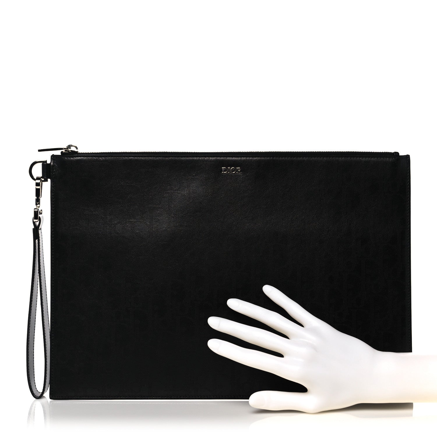 Christian Dior Calfskin Perforated Oblique Galaxy Pouch Black 2 of 10