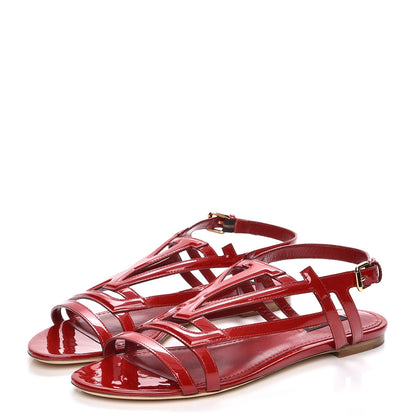 Louis Vuitton Patent Logo Crossing Flat Sandal 39 Rouge 3 of 9