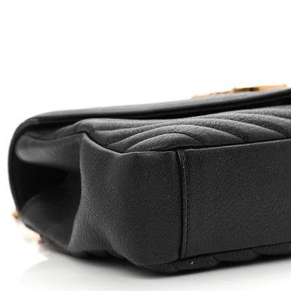 Saint Laurent Sheepskin Matelasse Chevron Monogram Medium College Bag Black 9 of 10
