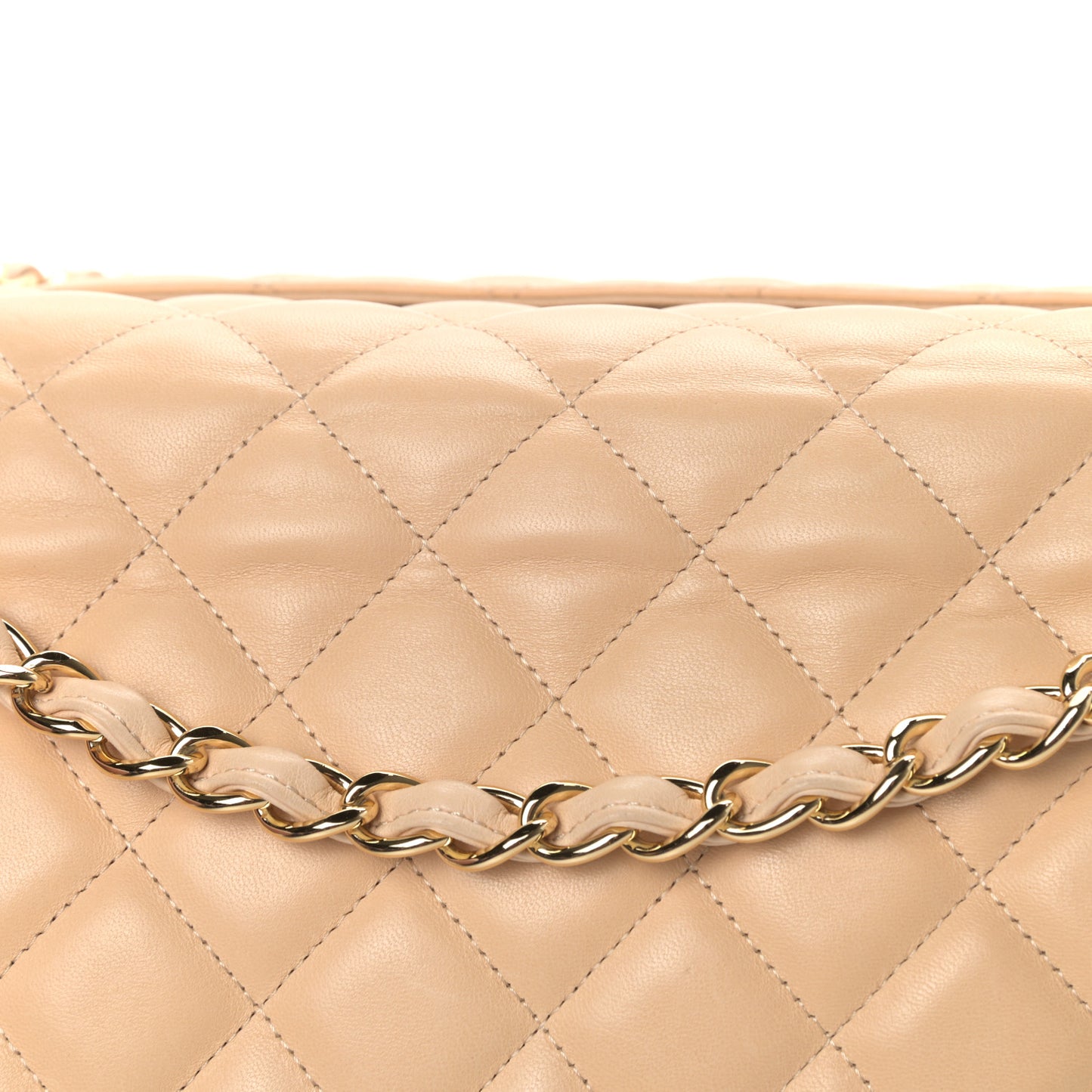Lambskin Quilted Jumbo Double Flap Beige Clair