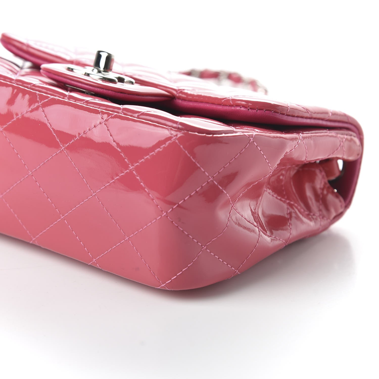 Chanel Patent Quilted Mini Square Flap Pink 13 of 19