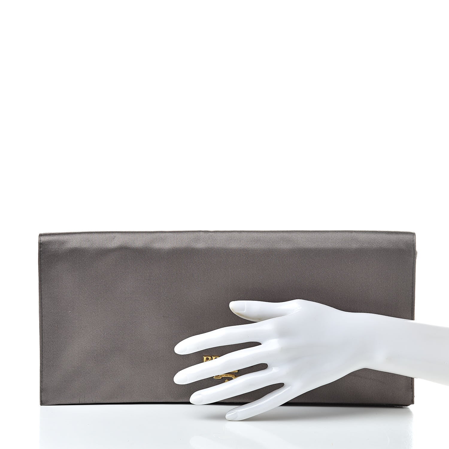 Prada Satin Pochette Clutch Fumo Gold 2 of 9