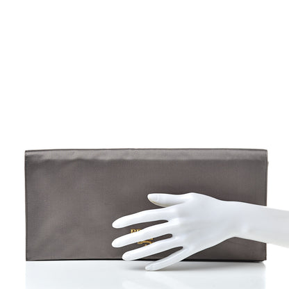 Prada Satin Pochette Clutch Fumo Gold 2 of 9