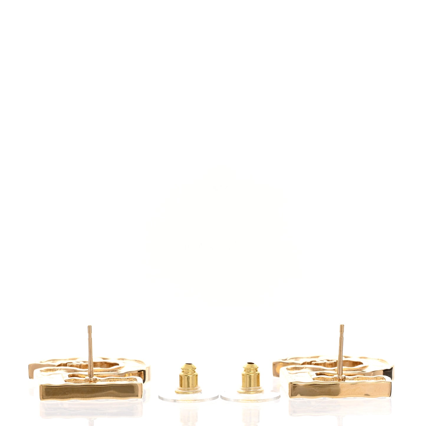 Metal CC No 5 Earrings  Gold Black