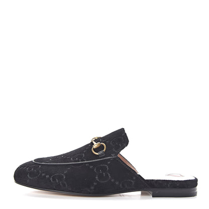 Gucci Velvet GG Monogram Womens Princetown Slippers 36 Black 1 of 10