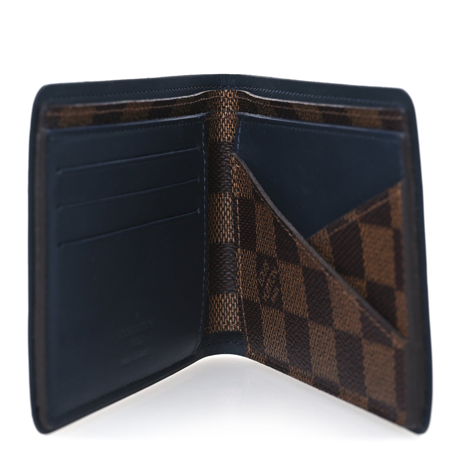 Louis Vuitton Damier Ebene Calfskin Multiple Wallet Blue 5 of 7