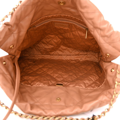 Chanel Shiny Calfskin Quilted Chanel 22 Camel 6 of 14