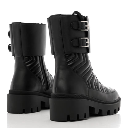 Gucci Nappa Frances GG Matelasse Platform Combat Boots 35.5 Black 4 of 9