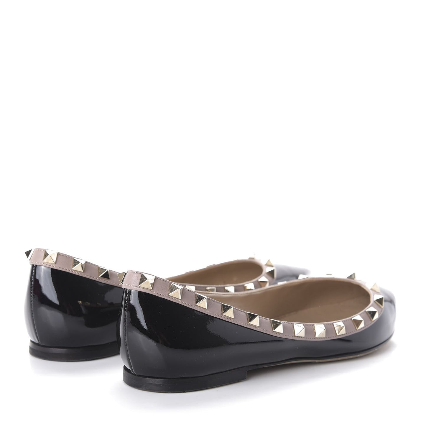 Patent Nappa Rockstud Ballerina Flats 38 Black Poudre